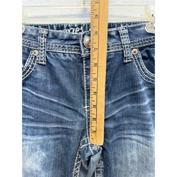 Amethyst Series 31 Stretch Medium Dark Wash Cuffed Capris Size 11 - Picture 8 of 11